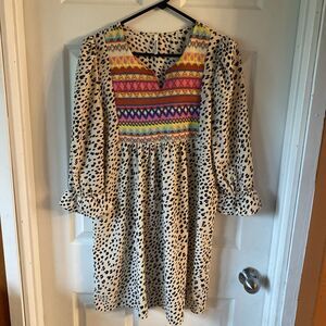 Beeson River Blouse Tunic Women’s Size Medium 3/4 Sleeve Embroidered  Hippie